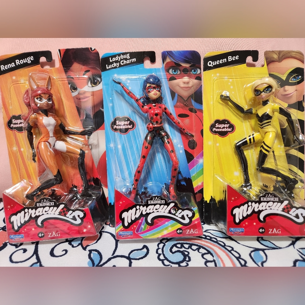 Miraculous Ladybug toy bundle (Rena Rouge, Lucky Charm Ladybug, Queen Bee)